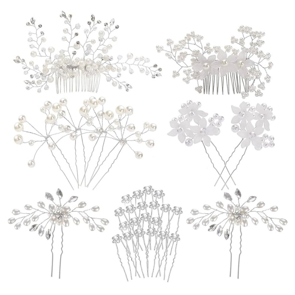Elegant White and Silver Hair Accessories Set